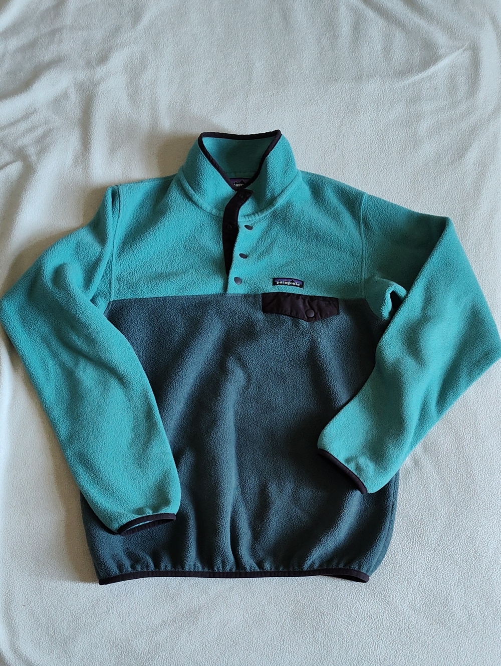 Patagonia Teal & Slate Gray Two-Tone Fleece Pullover
